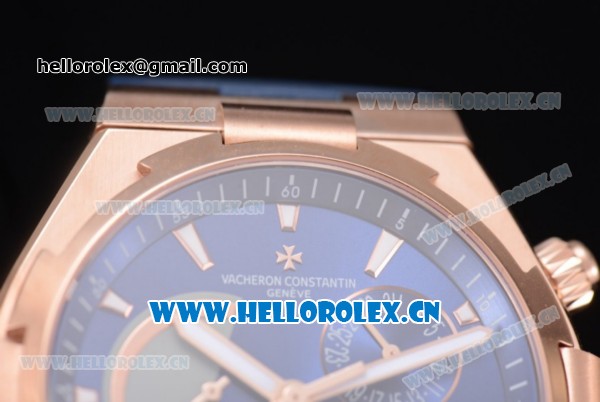 Vacheron Constantin Overseas Dual Time Asia ST30 Automatic Rose Gold Case with Blue Dial Stick Markers and Blue Rubber Strap - Click Image to Close